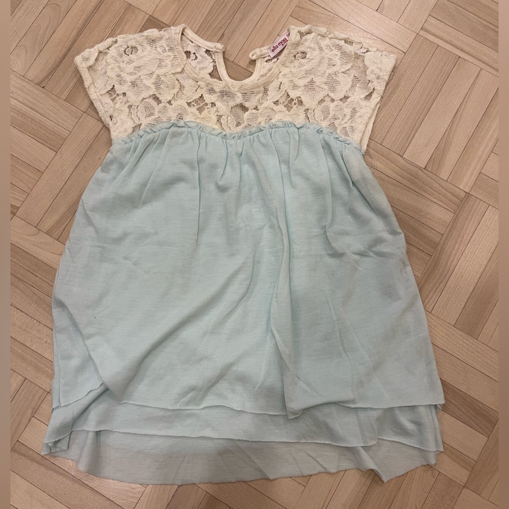 Ella moss lace and powder blue dress 6-12 month
